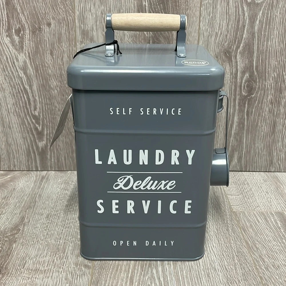 NWT Better Homes & Gardens Gray Carbon Steel Laundry Detergent Holder with Scoop